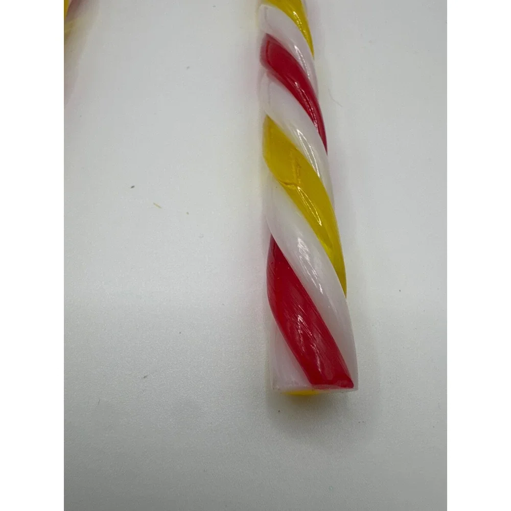 Vintage Lucite Candy Cane Ornaments Set of 5 Red Green Yellow